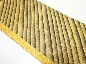 斜め縞に枝垂れ桜模様織り出し　全通振袖用袋帯